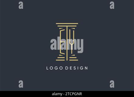 EY-Initialmonogramm mit säulenförmigem Logo-Design Stock Vektor