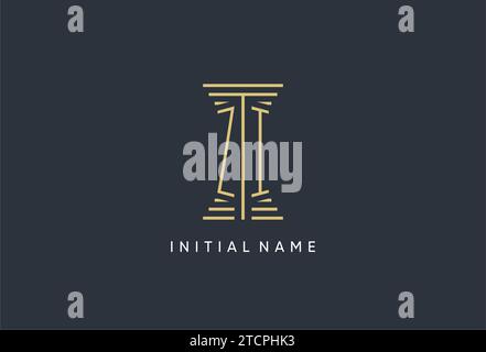ZI Initial Monogramm mit säulenförmigem Logo-Design Stock Vektor