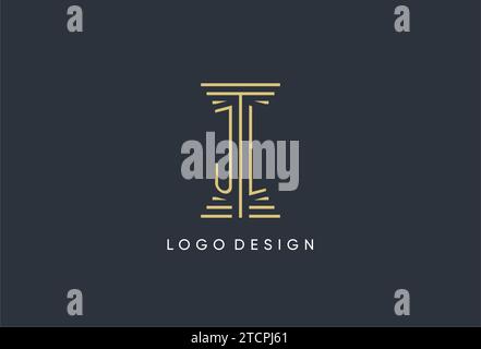 JL Initial Monogramm mit säulenförmigem Logo-Design Stock Vektor