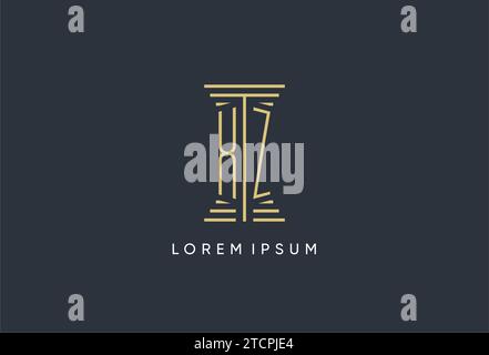 XZ Initial Monogramm mit säulenförmigem Logo-Design Stock Vektor