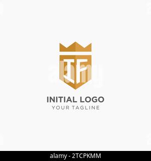 Monogramm IF-Logo mit geometrischem Schild und Krone, luxuriöse elegante Initial-Logo-Design-Vektorgrafik Stock Vektor