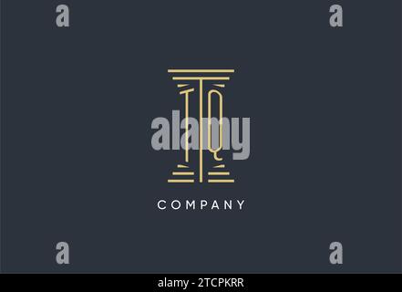 TQ Initial Monogramm mit säulenförmigem Logo-Design Stock Vektor