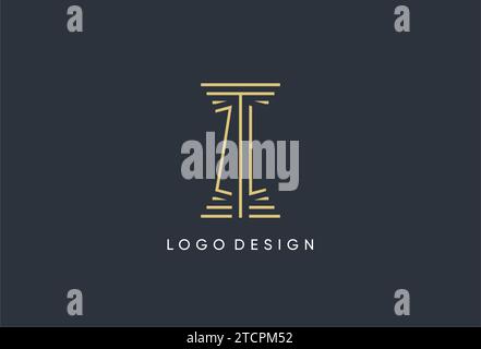 ZL Initial Monogramm mit säulenförmigem Logo-Design Stock Vektor