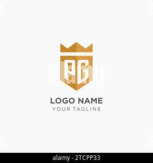 Monogramm-PG-Logo mit geometrischem Schild und Krone, luxuriöse elegante Vektorgrafik im Initial-Logo-Design Stock Vektor