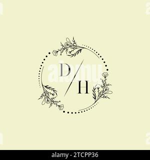 DH Wedding Initial-Logobuchstaben in hochwertigem, professionellem Design, das auf allen Printmedien gut gedruckt wird Stock Vektor