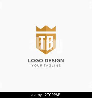 Monogramm TB-Logo mit geometrischem Schild und Krone, luxuriöse elegante Vektorgrafik im Initial-Logo-Design Stock Vektor