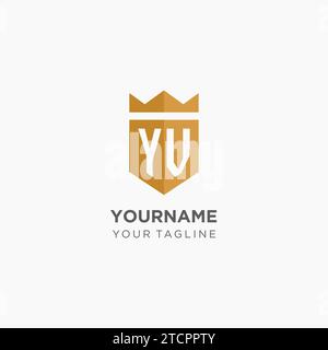 Monogramm YV-Logo mit geometrischem Schild und Krone, luxuriöse elegante Vektorgrafik im Initial-Logo-Design Stock Vektor