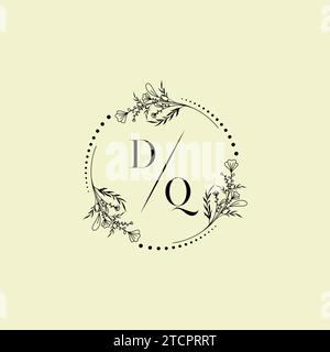 DQ Wedding Initial-Logobuchstaben in hochwertigem, professionellem Design, das auf allen Printmedien gut gedruckt wird Stock Vektor