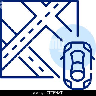 Ortungsdienste für Taxi- oder Carsharing-Fahrzeuge. Symbol für perfekte Pixel Stock Vektor