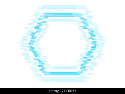 Abstrakter, blauer grunge-sechseckiger Hintergrund mit Glitcheffekt. Konzeptvektorgrafik Stock Vektor