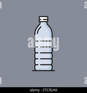 Aqua-Kunststoffflasche mit Mineralwasser isolierter Modellschablone mit Farblinien-Symbol. Vektor-Reinwasserbehälter, Verpackung des kalten Getränks Stock Vektor