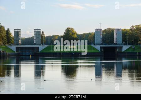 Schleuse Meppen am Dortmund-Ems-Kanal, Meppen, Emsland, Niedersachsen Stockfoto