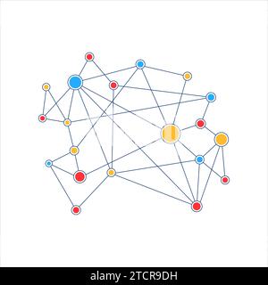 Vektorillustration für Hub-Social-Network-Verbindungen auf weißem Hintergrund Stock Vektor