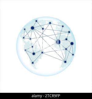 Globale Netzwerkverbindungen. Weltkarte Punkt- und Linienzusammensetzung Konzept des globalen Geschäfts Stock Vektor
