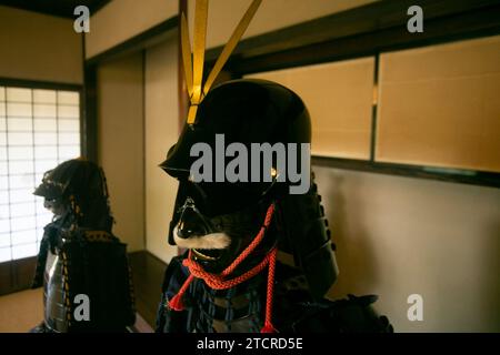 Antike japanische Samurai-Rüstung aus der Edo-Zeit, ausgestellt in einer Samurai-Residenz in Sakura, Japan. Stockfoto