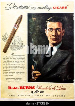 1947 Robt Burns Zigarren Werbung Stockfoto