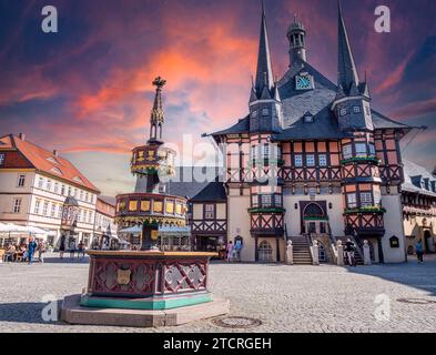Rathaus in Wernigerode im Harz Stockfoto