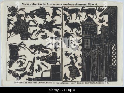 Blatt 6 der Figuren für chinesische Schattenpuppen 1978 von Jose Taulo Stockfoto