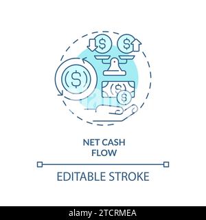 Schlanke Linie einfaches blaues Symbol für Netto-Cashflow Stock Vektor