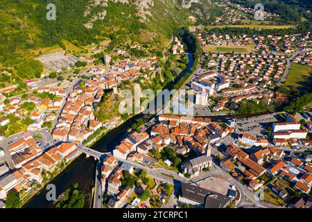 Französische Stadt Tarascon-sur-Ariege Stockfoto