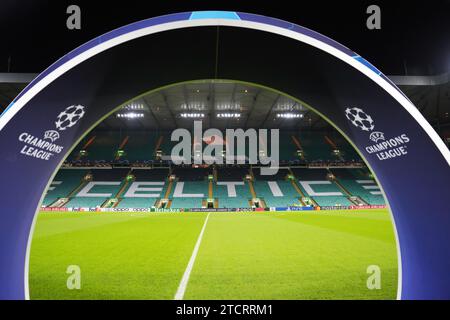 Blick auf das Celtic Park Stadion in Glasgow am 13. Dezember 2023. Stockfoto