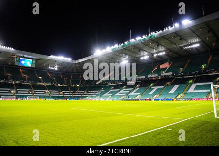 Blick auf das Celtic Park Stadion in Glasgow am 13. Dezember 2023. Stockfoto