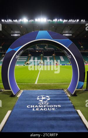 Blick auf das Celtic Park Stadion in Glasgow am 13. Dezember 2023. Stockfoto