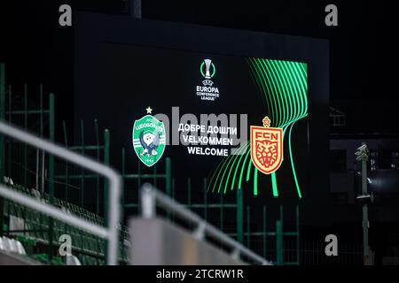 Razgrad, Bulgarien. Dezember 2023. Die Huvepharma Arena ist bereit für das Spiel der UEFA Conference League vor Ludogorets Razgrad und dem FC Nordsjaelland in Razgrad. (Foto: Gonzales Photo/Alamy Live News Stockfoto