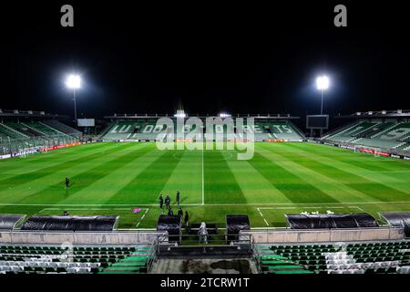 Razgrad, Bulgarien. Dezember 2023. Die Huvepharma Arena ist bereit für das Spiel der UEFA Conference League vor Ludogorets Razgrad und dem FC Nordsjaelland in Razgrad. (Foto: Gonzales Photo/Alamy Live News Stockfoto