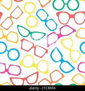 Mehrfarbige, farbenfrohe Sonnenbrille, nahtloses Muster Stock Vektor