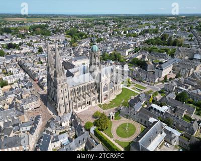 Bayeux Kathedrale, Frankreich Drohne, Luft Stockfoto