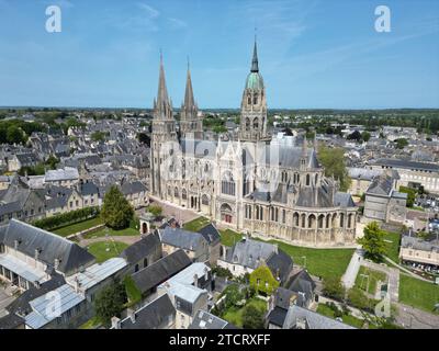 Bayeux Kathedrale, Frankreich Drohne, Luft Stockfoto