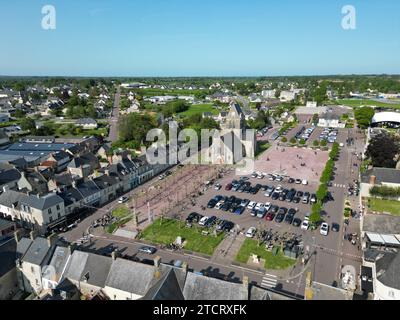 Sainte Mere Eglise Normandie Frankreich Drohne, Luft Stockfoto