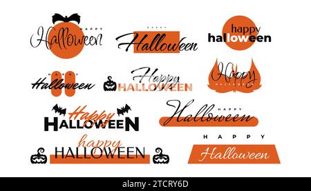 Happy Halloween Schriftzug. Halloween-Weihnachtsschrift für Poster, Banner, Grußkarte und Partyeinladung Stock Vektor
