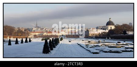 Schloss Belvedere im Dezember Schnee, Österreich Stockfoto