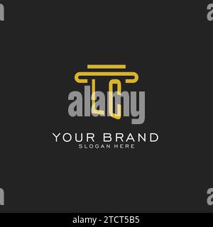 LC-Anfangslogo mit einfacher Vektorgrafik im Säulendesign Stock Vektor