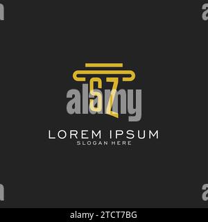 SZ Initial-Logo mit einfacher Vektorgrafik im Säulendesign Stock Vektor