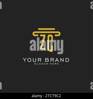 ZC Initial Logo mit einfacher Vektorgrafik im Säulendesign Stock Vektor