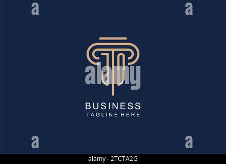 JO Initial Säulen Logo, elegante und luxuriöse Anwaltskanzleienlogos Stock Vektor