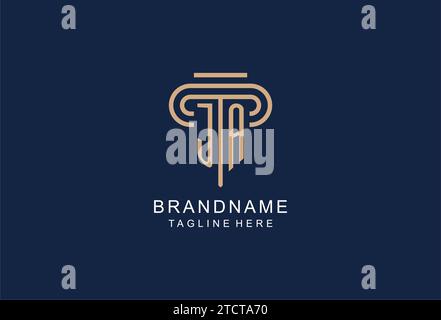 JA Initial Säulen Logo, elegante und luxuriöse Anwaltskanzleienlogos Stock Vektor
