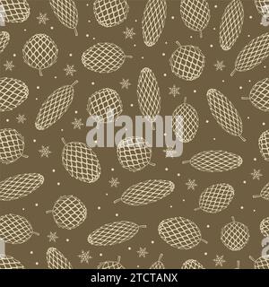 Nahtloses Muster mit Weihnachtskegeln. Festlicher Hintergrund. Vektor-Illustration zum guten neuen Jahr. Stock Vektor