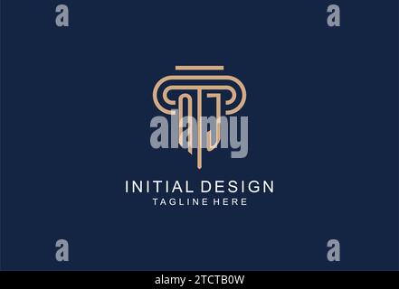 NJ Initial Säule Logo, elegante und luxuriöse Anwaltskanzleienlogos Stock Vektor