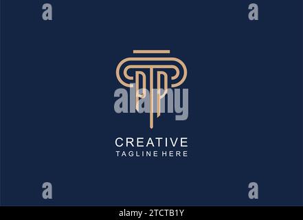 PP-Initial-Säulen-Logo, elegante und luxuriöse Anwaltslogos Stock Vektor