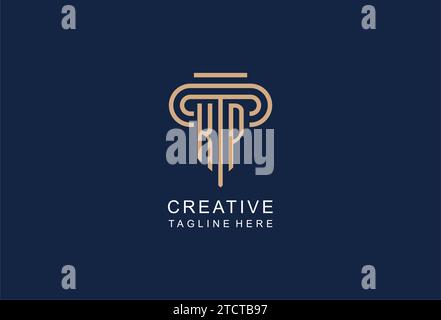 KP Initial Säulen Logo, elegante und luxuriöse Anwaltskanzleienlogos Stock Vektor