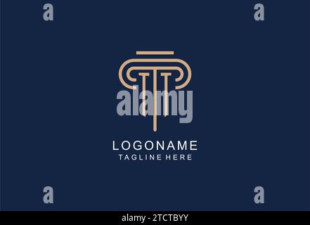 TT Initial Säulen Logo, elegante und luxuriöse Anwaltskanzleienlogos Stock Vektor