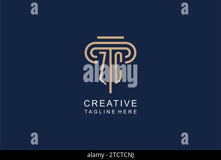 ZC Initial Säulen Logo, elegante und luxuriöse Anwaltskanzleienlogos Stock Vektor