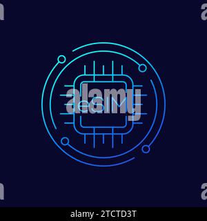 ESIM-Kartensymbol, lineares Design Stock Vektor
