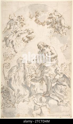 Christus, der einem Heiligen Äbtissin die Wirt gibt (nach Gaulli) 1880 von Giovanni Battista Gaulli (Il Baciccio) Stockfoto