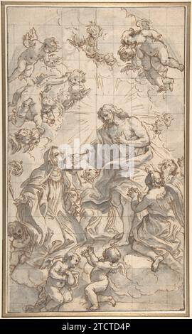 Christus, der eine Heilige Äbtissin als Gastgeber 1968 von Giovanni Battista Gaulli (Il Baciccio) Stockfoto