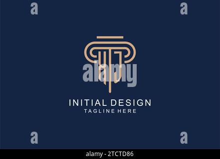 Design-Ideen für das Logo der ersten Säule des XJ, elegantes und luxuriöses Anwaltsbüro-Logo Stock Vektor